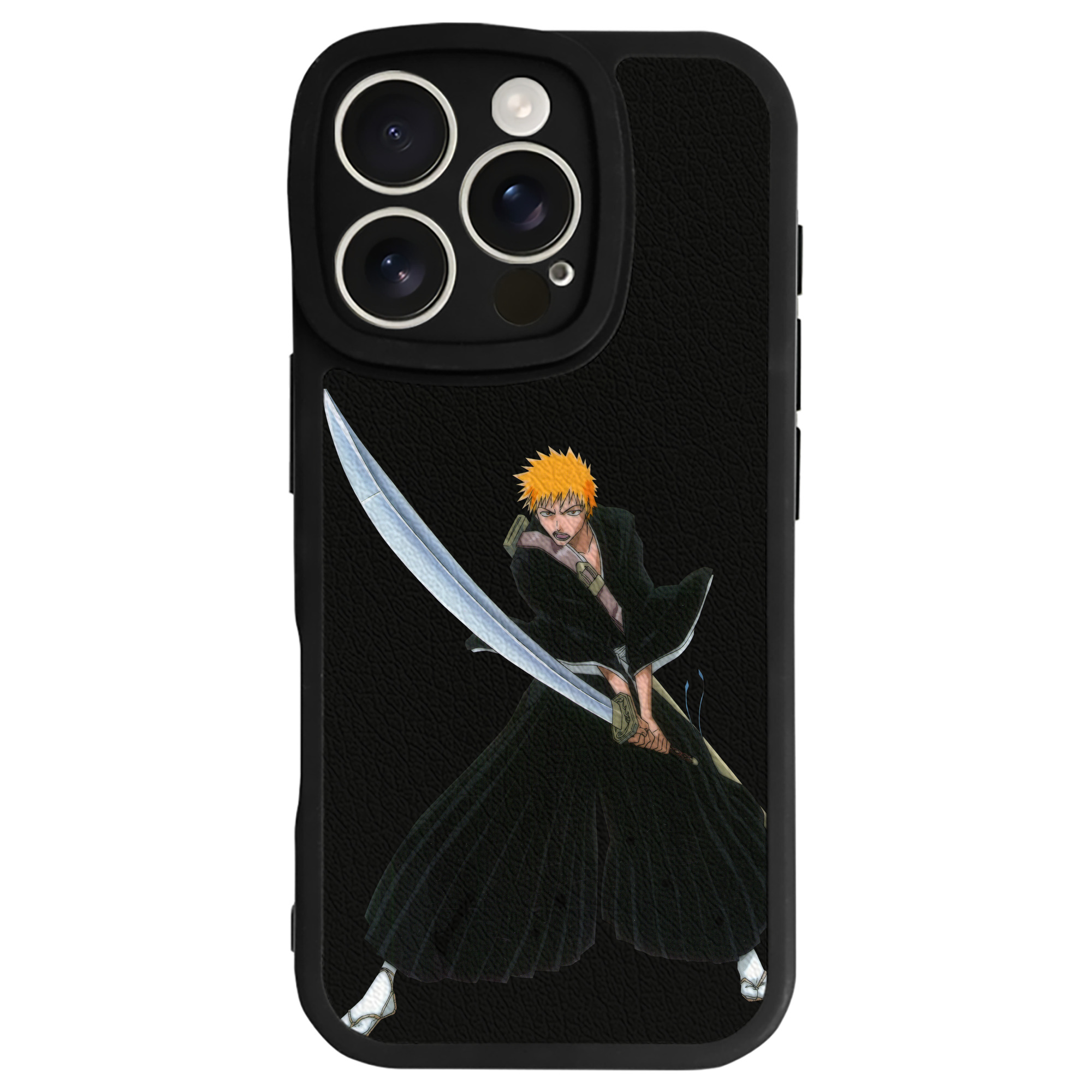 （画像用） ブリーチ 黒崎一護（くろさき いちご）BLEACH Kurosaki Ichigo 【iPhone 16シリーズ対応】シリコンスマホケース（レザー調） 材質：シリコン